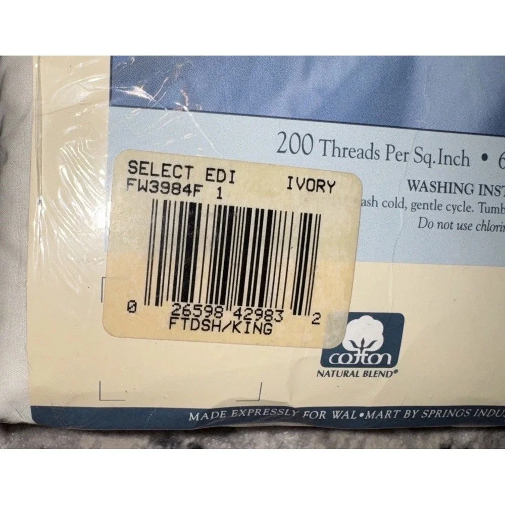 Selection Editions King Fitted sheet Ivory cotton poly blend 200 TC NEW